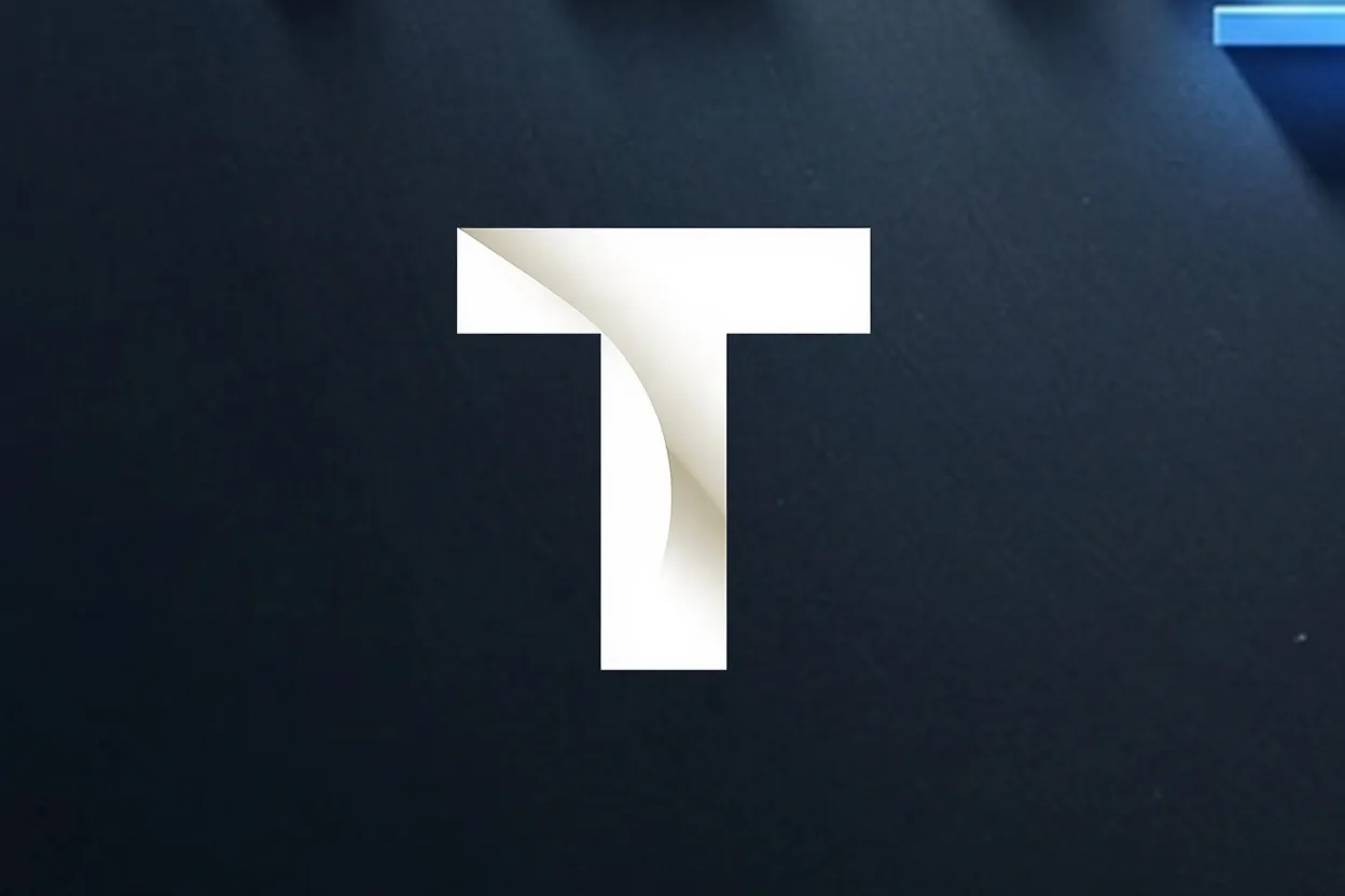 Free Trading Bot lettermark — a metallic T on navy